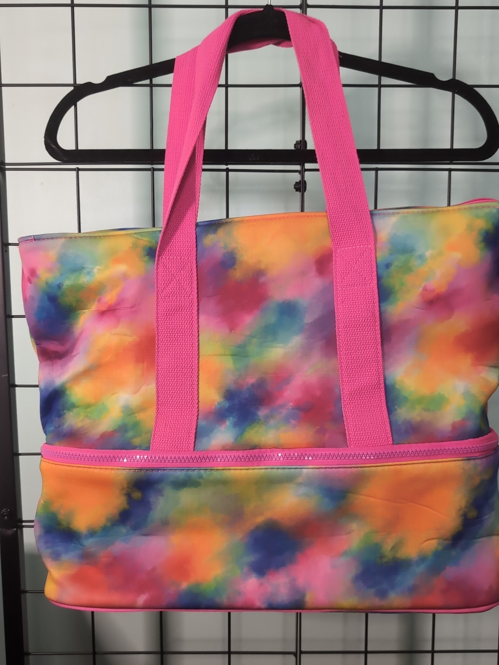 Colorful Tie-Dye Tote Bag with Insulated Bottom Compartment